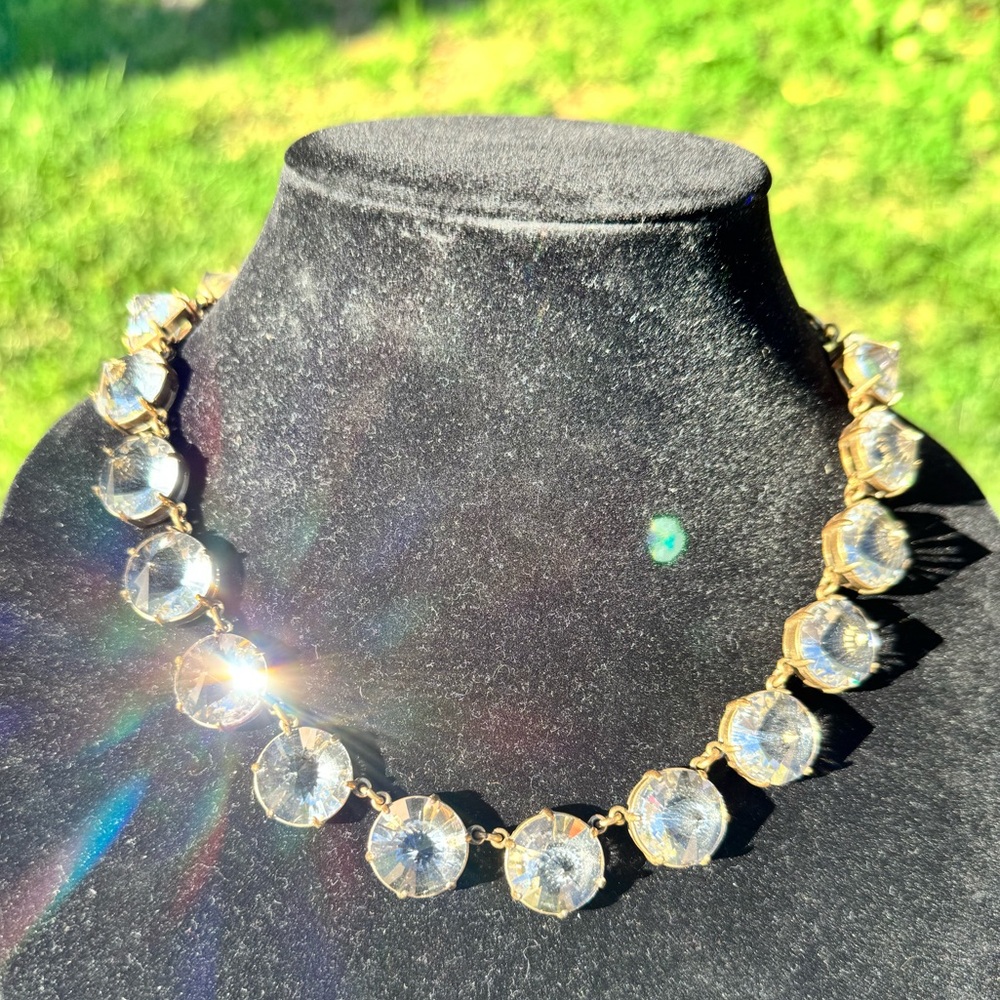 Rare J.Crew Style Vintage Crystal Rivoli Necklace